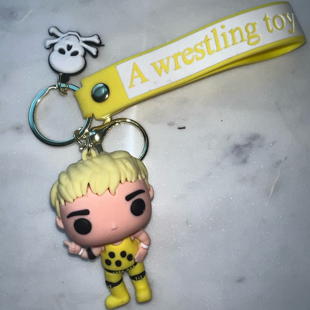 Yellow Wrestling Toy Keychain
